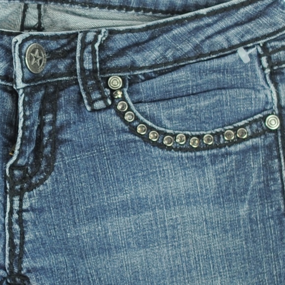 MISS CHIC Studded Fleur de lis rhinestone Jeans 3 - Picture 4 of 8